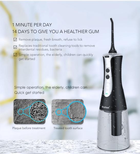 Buy cheap Waterproof Black IPX7 Water Flosser Rotating Nozzle For Deep Cleaning from wholesalers
