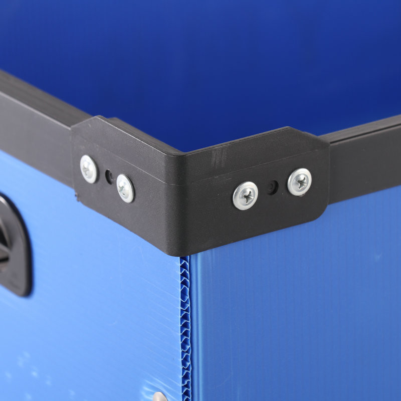 Strong Frame Reusable Plastic Shipping Boxes Black Blue Plastic Crate Container Moving Box