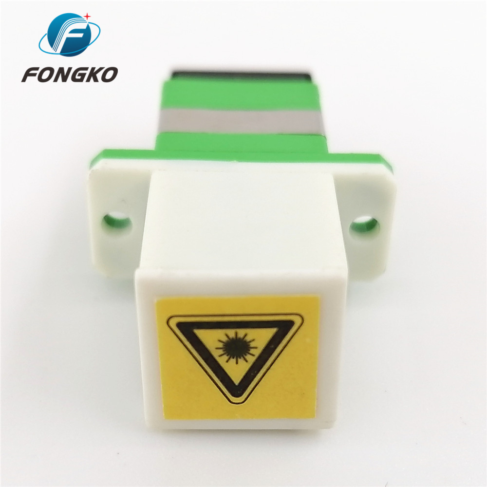 SX White Auto Shutter Green Shell metal shrapnel Adapters with Flange SC/APC Fiber Optic Adapter
