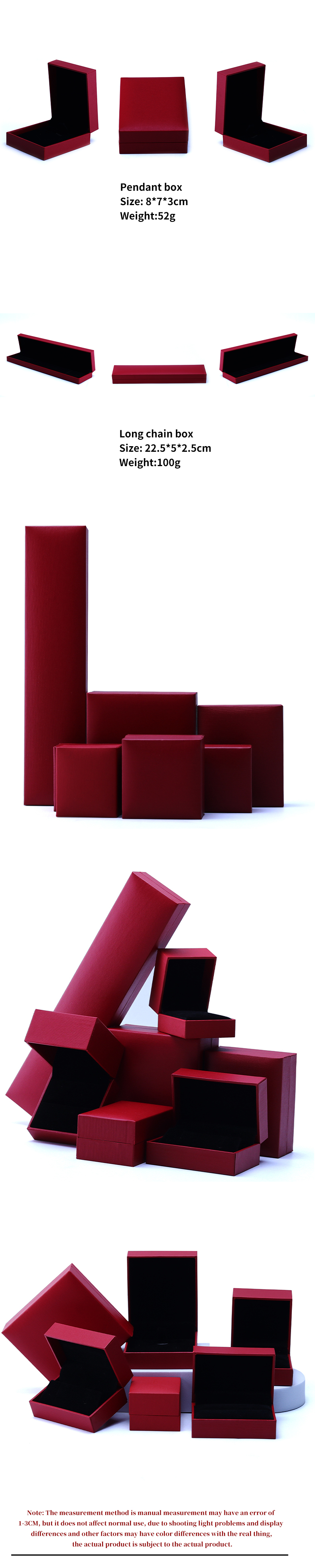 OEM Red Paper Jewelry Box Set Velvet Lining Custom Jewelry Packaging Case