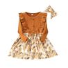 Buy cheap Spring Children's Clothing Girls Long Sleeve Dress Children's Bow A-line Dress from wholesalers