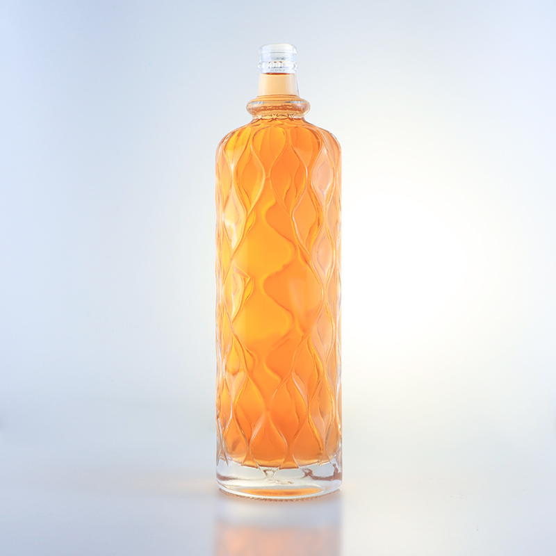 750ml Transparent Engraving Glass Bottle for Gin Rum Champagne Brandy Tequila Whisky Liquor