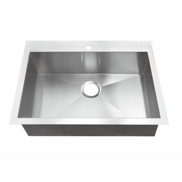 Durable Single Bowl Top Mount Sink , Handmade Stainless Steel Sink Brushed