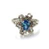 Buy cheap Women Jewelry 5mmx7mm Oval Blue Topaz Clear Cubic Zirconia Silver Ring(F22) from wholesalers