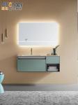 Floor Mounted Rectangle Rock Slab Basin Plywood Vanity Cabinet for Modern