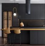 18mm Modern Matt Black Finish Kitchen Cabinets Black Finish Melamine Board