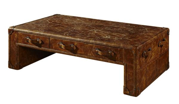 Buy cheap Office Vintage Style Side Coffee Table Full Genuine Leather 1.5M Length 0.595CBM Volume from wholesalers