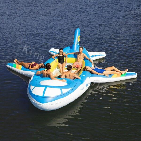 Buy cheap Blue 0.9mm PVC Tarpaulin Big Inflatable Water Toy Floating Airplane from wholesalers