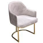 Luxury gold stainless steel dining chair baby pink velvet upholstery armrest