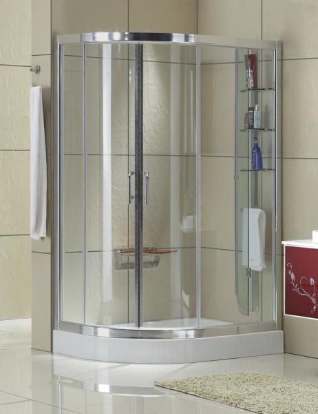 Matte Sliver Profiles D Shaped Shower Enclosure Clear Tempered Glass Aluminum