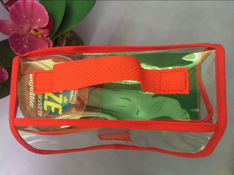 Red Clear Sewing PVC Clear Gift Bags With Handle For Chocolate / Cookie / Sugar Packaging