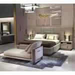 High End Hotel Genuine Leather King Size Bed Titanium Stainless Steel Beds
