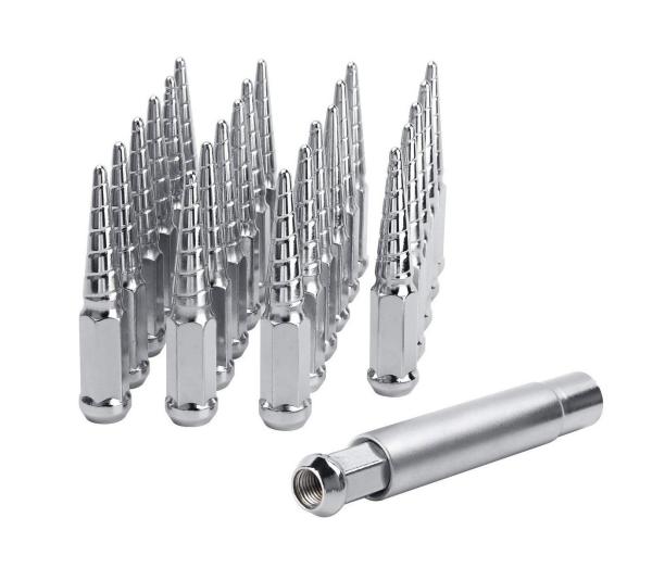 CNC Spike Lug Nuts Solid Metal Lug Nuts E Coated Painting Fit Ford / Jeep /