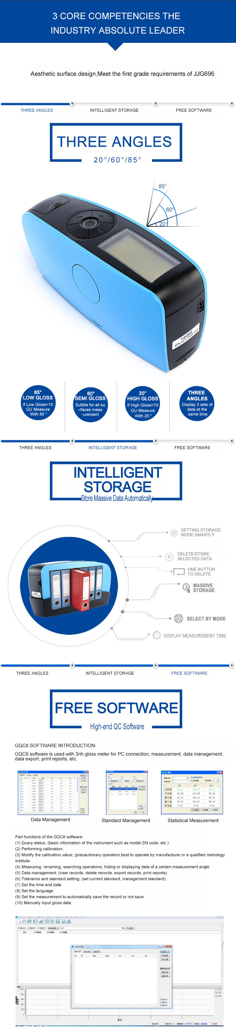 Intellegent Gloss Measurement Instruments YG268 , for Stone Ceramic Tile Gloss Testing