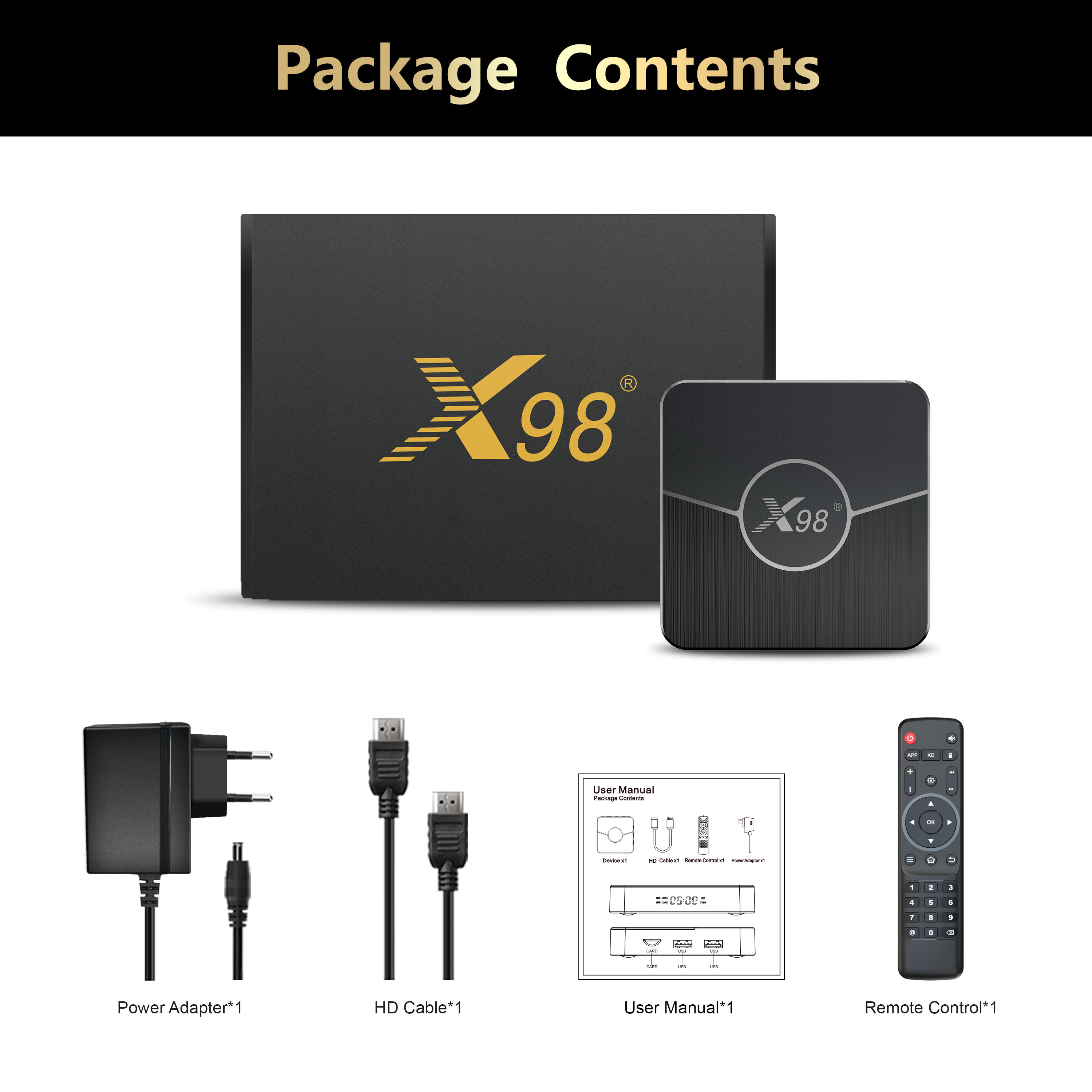 X98 Plus IPTV Set Top Box 4K Android 11 WiFi 2GB 16GB S905w2