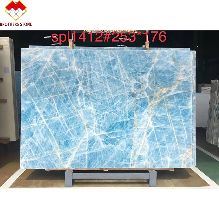 Beautiful Backlit Blue Crystal Onyx Slab Perfect for Modern Home and Hotel Decoration