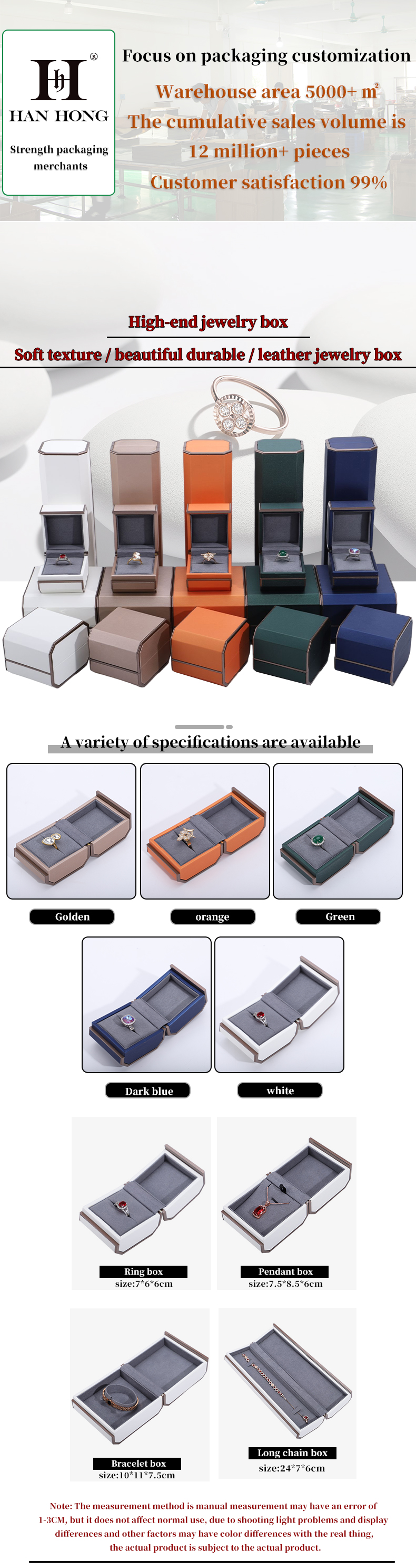 Custom Elegant Jewelry Packaging Box in PU Leather for Rings Necklaces and Bracelets