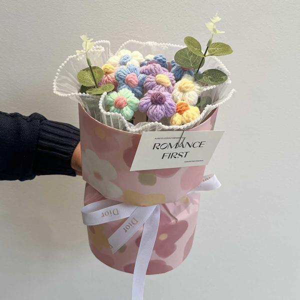 Buy cheap Birthday Gift Handmade Knitted Woolen Flower Bouquet Roses Gift for Girls and Best Friends Graduation Finished Product Creative Valentine's Day and from wholesalers