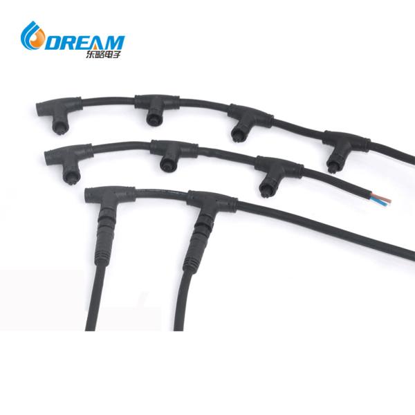 Buy cheap T type waterproof connectors cables three way 2 3 4 pin waterproof cable for outdoor lighting from wholesalers