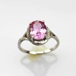 Women Jewlery 7mmx9mm Yellow Citrine Cubic Zircon Sterling Silver Ring(R249)