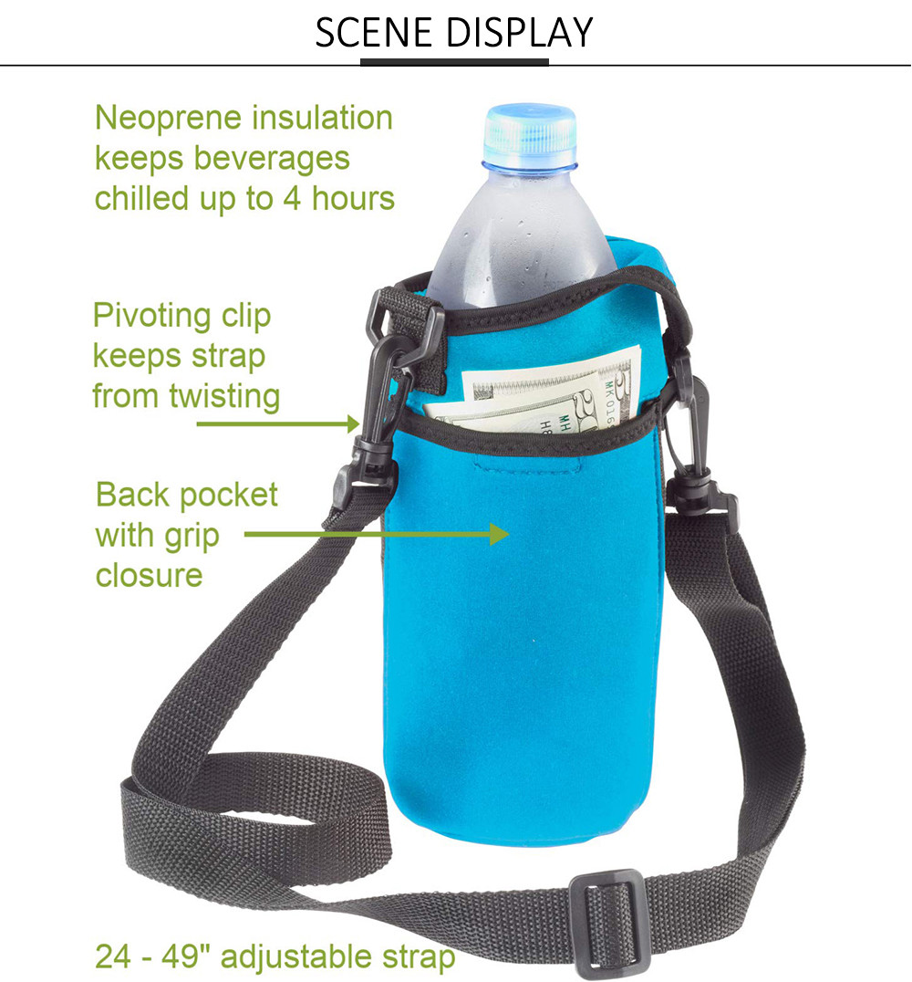 Reusable Adjustable Shoulder Strap Neoprene Water Bottle Carrier