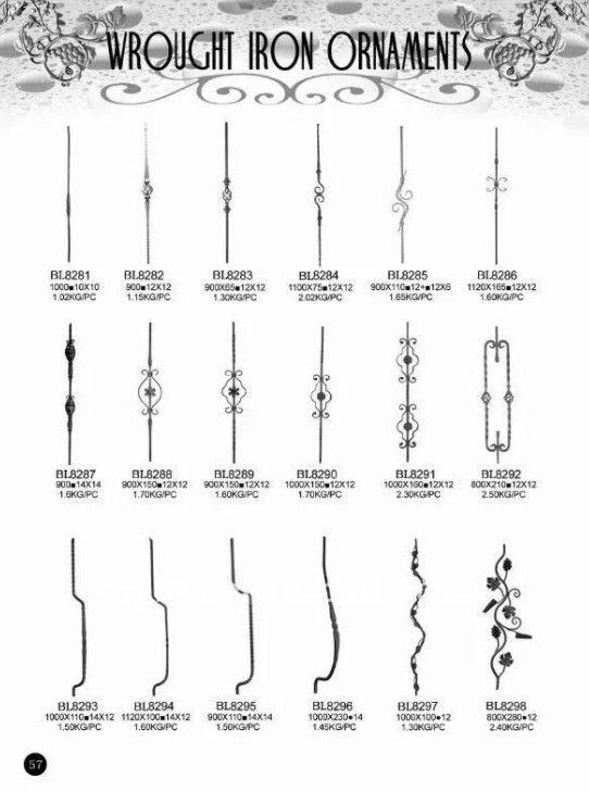 Wrought Cast Iron Ornaments Powder Coating For Stair Railings / Handrails