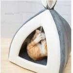 Warm Small Pet Cat Bed / Kitten House Collapsible Cave Bed For Winter