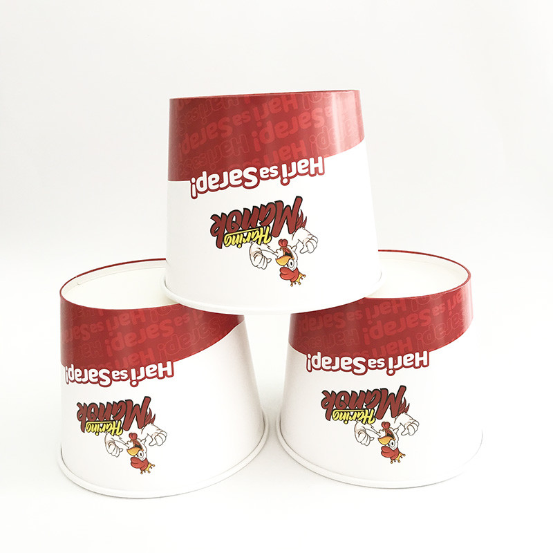 Eco Friendly Fried Chicken Paper Bucket , 85oz Disposable Paper Food Tubs