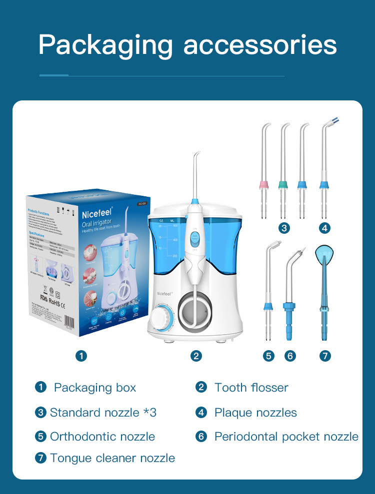Teeth Whitening Countertop Water Flosser 600ml Electric Jet