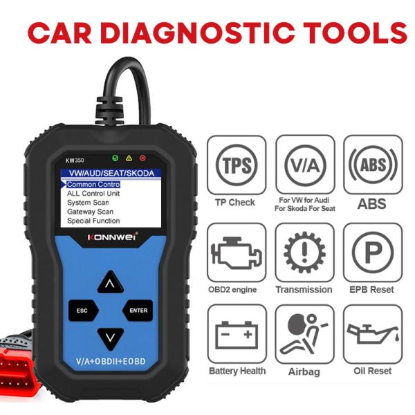Quality 2.4 Inches ABS SRS BAT Car Diagnostic Scanner KONNWEI KW350 for VW Audi Skoda Seat for sale