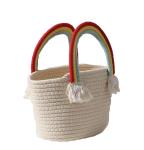 Rainbow Cloud Cotton Woven Bag , Crochet Beach Bag for Seaside Holiday