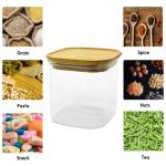 Large Borosilicate Glass Food Storage Jar Stackable Bamboo Lid Glass Storage