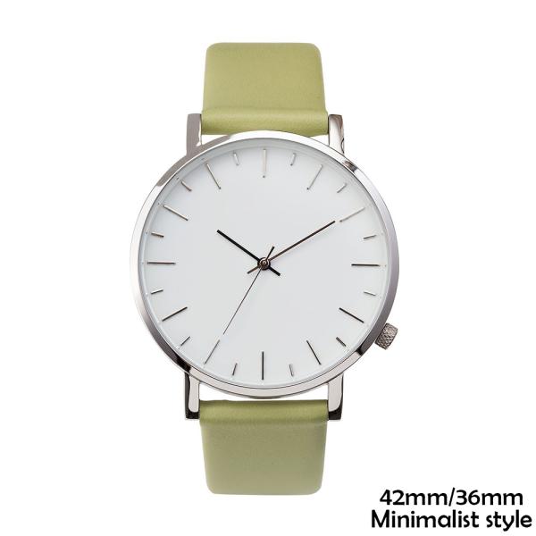 Buy cheap Non Branded Minimalist Waterproof Watch 3 Bar Green Leather Band from wholesalers