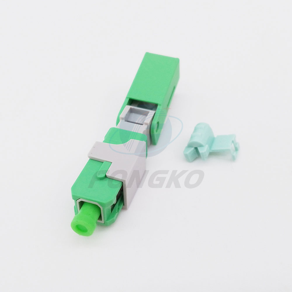 SC APC Fiber Optic Quick Connector , Singlemode Optical Fiber Fast Connector