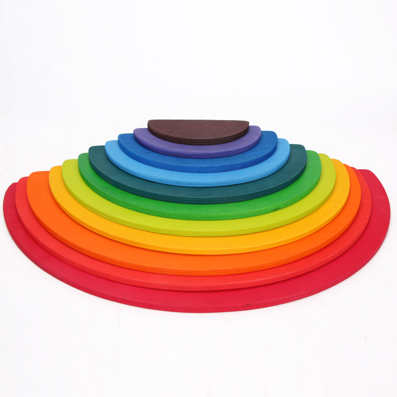 Brown 18cm Rainbow Wooden Building Blocks Toy Creative Educational