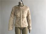 Ladies' Short Faux Fur Coat Blonde Color Collarless Comfortble Feeling TW68773