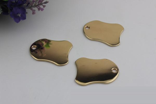 Buy cheap Handbag 35*27 mm light gold zinc alloy metal logo label tags with nickel free from wholesalers