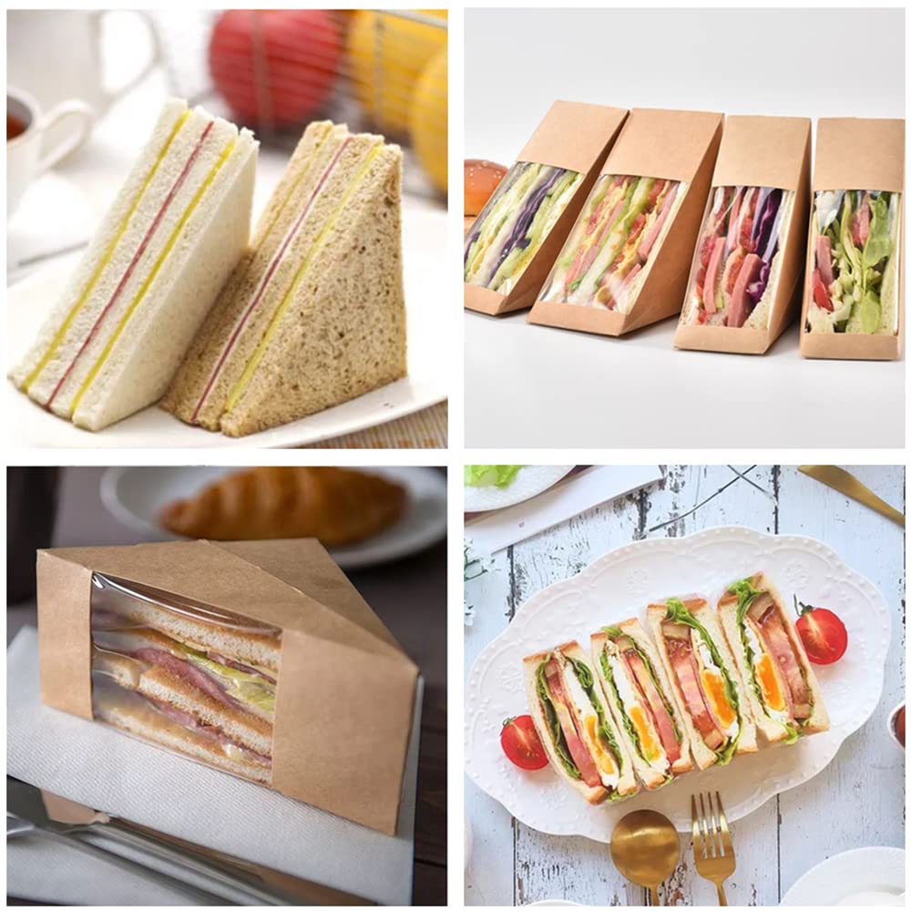 Recycled Materials Custom Printed Sandwich Packaging Box with PVC Clear Window Takeaway