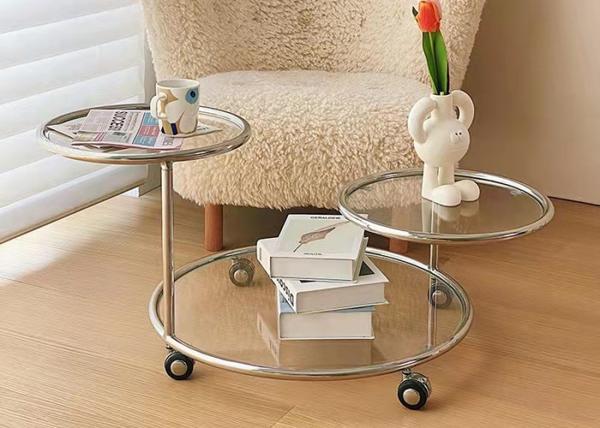 Buy cheap Clear Glass Top Nesting Coffee Tables Metal Tube Frame from wholesalers