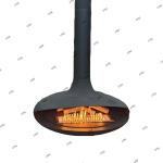Suspended wood burning black paint decorative fireplace indoor steel custom