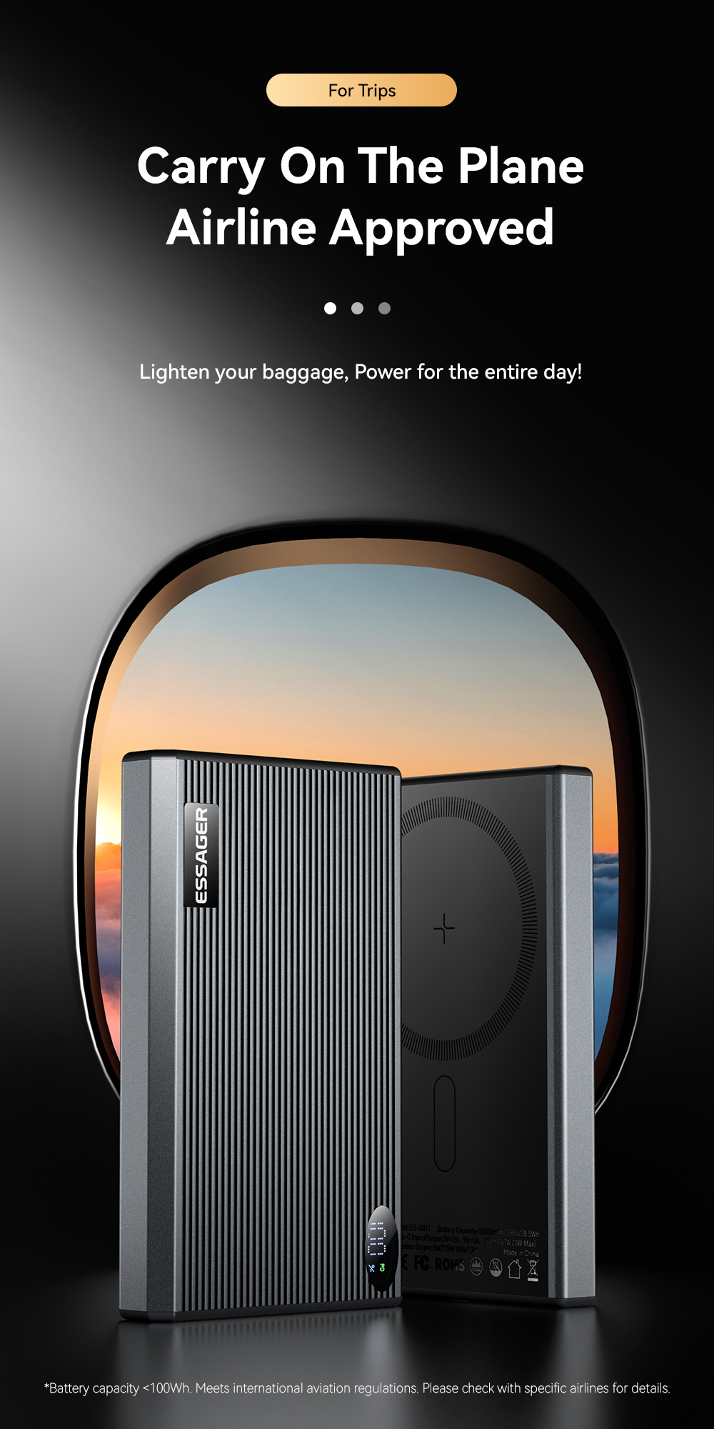 ESSAGER ES-D017 Series Wireless Charging Power Bank 10000mah Ultra Thin Fast Charging