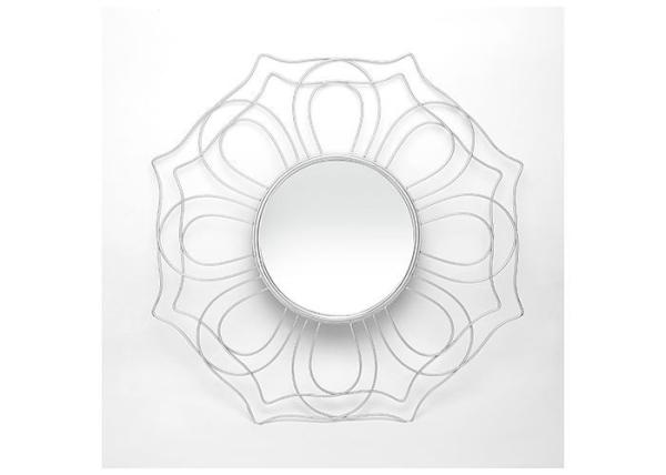 Buy cheap Wall Decor Mirror Silver Hexagon Metal Frame Floral Design Wall Mirror from wholesalers