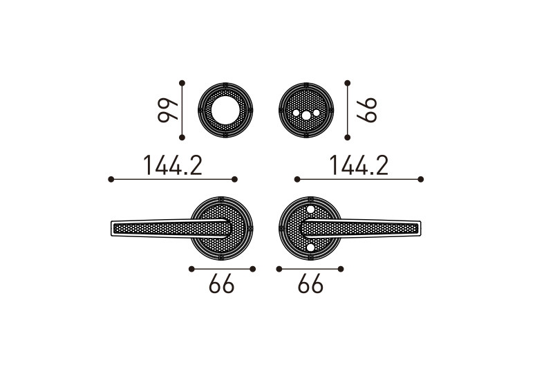 Brass Lever Lock Door Handle , 66mm 144.2mm Interior Door Lever Handles