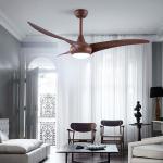 3 Rotary Vane DC220V LED 12W Wood Ceiling Fan Light for Household Hotel