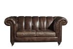 Buy cheap Solid Wood Legs Two Seater Brown Leather Settee , Chesterfield Sofa Bed With Universal Wheels from wholesalers