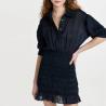 Buy cheap Ladies Casual Dress Collared Neck Elbow Length Puff Sleeve Ruffle Hem Polyester Smocked Shirt Dress for Women from wholesalers
