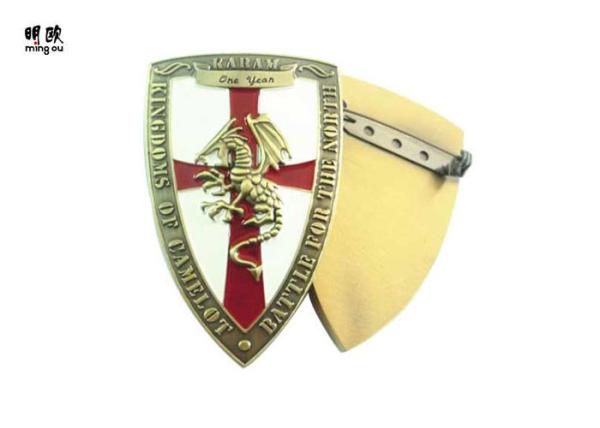 Buy cheap Shirt Souvenir Emblem Name Badge / Pin Badges Zinc Alloy With Bronze Color from wholesalers