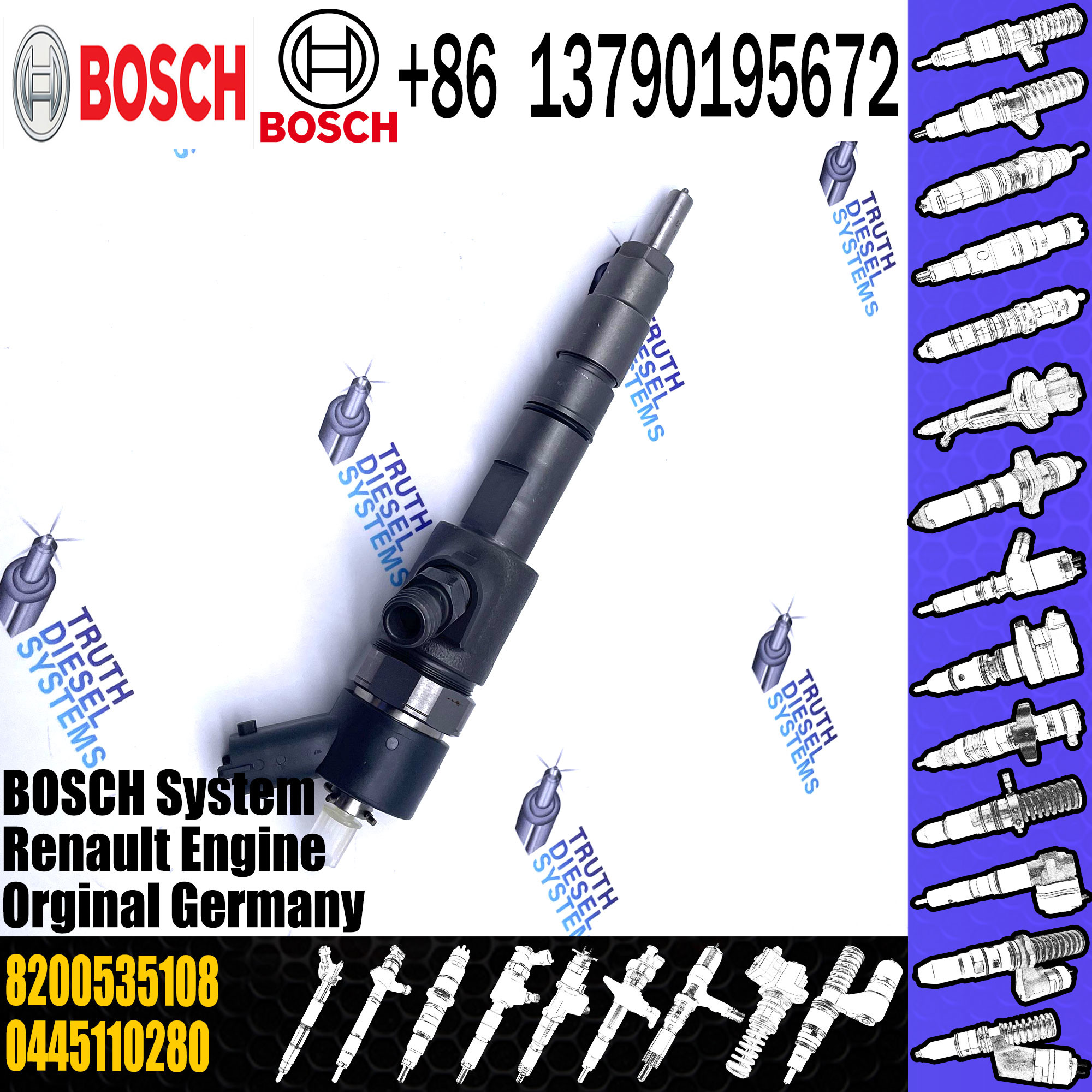 Common Rail Injector Assembly 0445110280 0986435192 8200535108