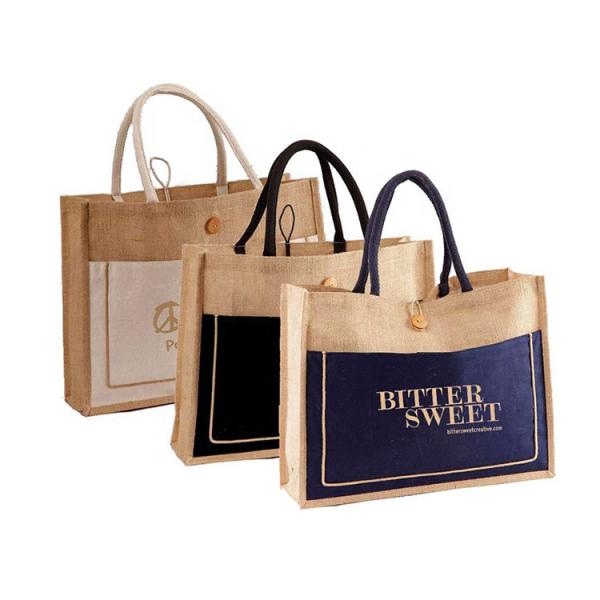Buy cheap Linen Stitching Canvas Hessian Shopping Bags Custom Printed For Women from wholesalers