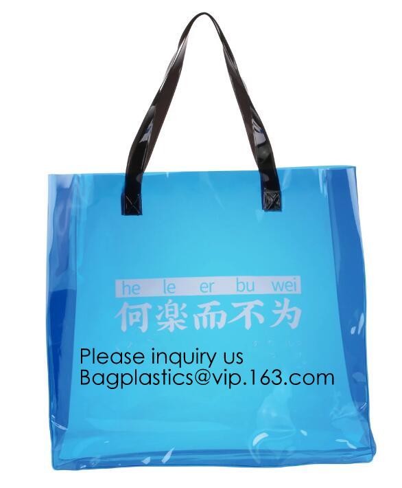 Vinyl Transparent PVC Gusset Bag Plastic Tote Shopping Bag For Packaging TPU Laser Makeup Handbag PVC Cosmetic Shopping